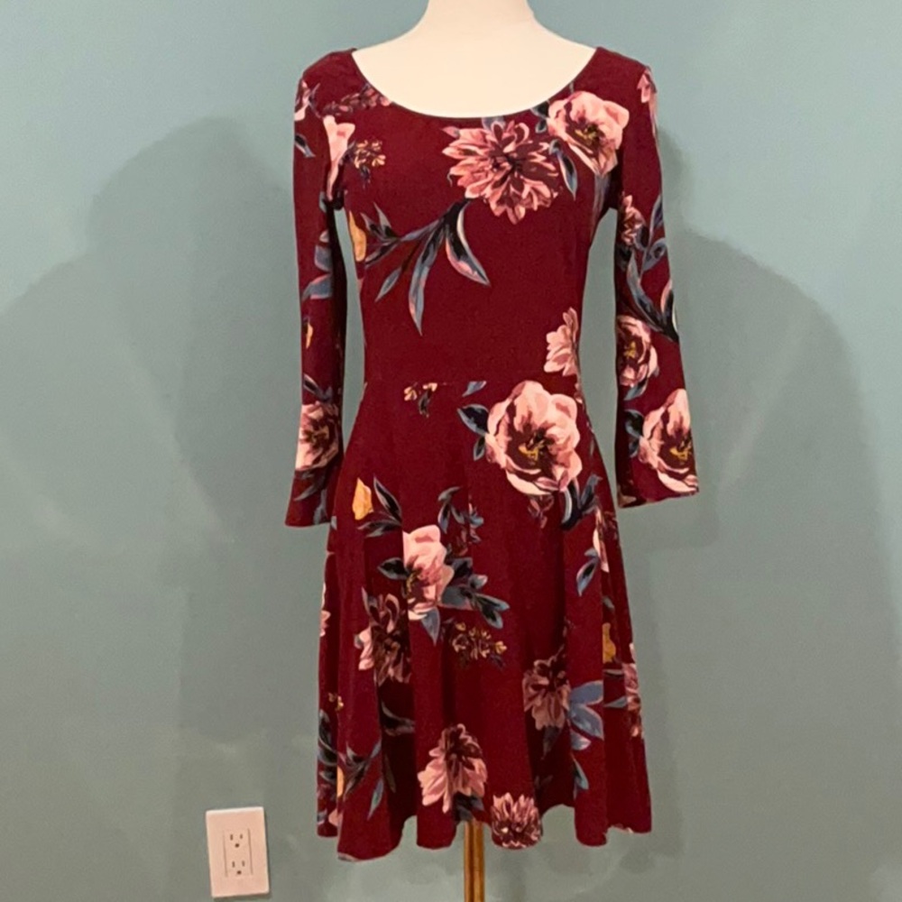 Floral Burgundy Dress